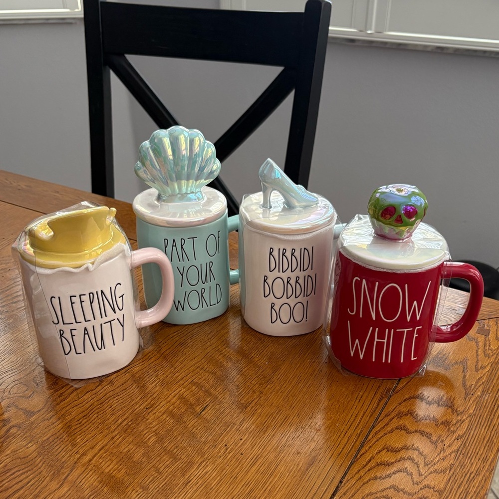 Disney Princess Rae Dunn Ceramic Mug Set - Multicolor NEW